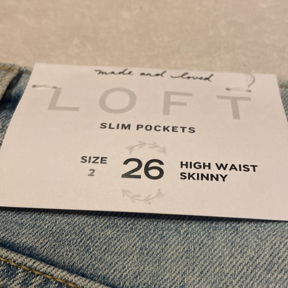 LOFT Size 2 High Waist Skinny Slim Pockets Light Blue Distressed Blue Jeans - Picture 12 of 14